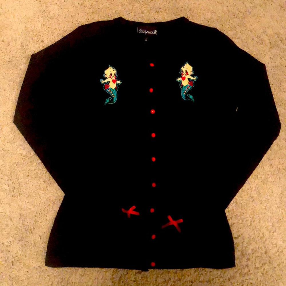 Sourpuss Clothing Kewpie Mermaid Cardigan SZ Small